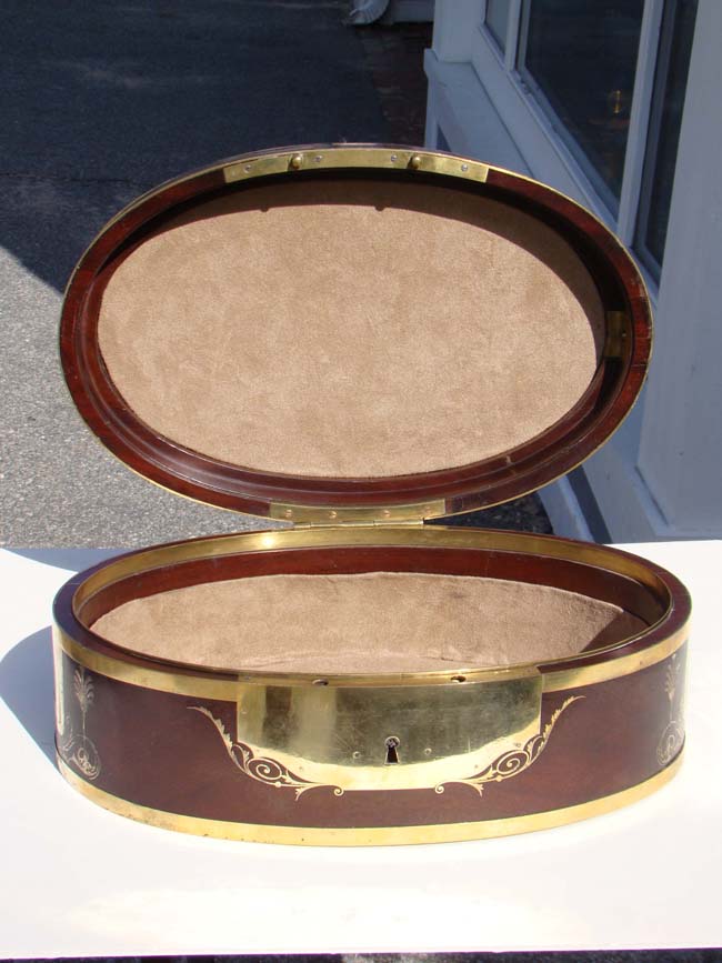 A Fabulous Antique French brass inlaid oval mahogany Dressing Box circa circa 1810. — image 4
